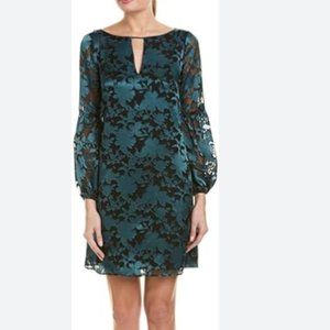 VINCE CAMUTO Burnout Satin Floral Print Shift Dress